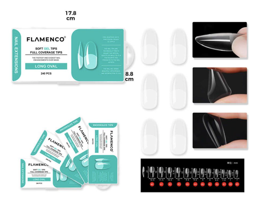 [FLAMENCO39] Softgel estilo oval transparente 240 tips