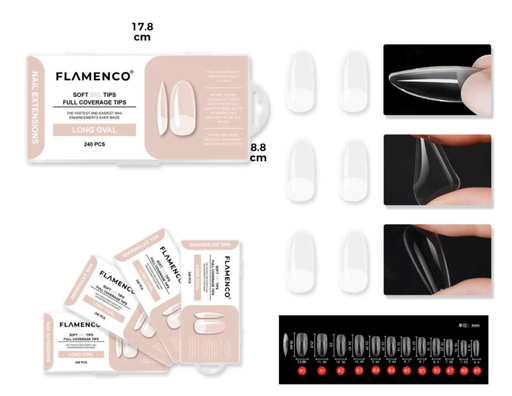 [FLAMENCO40] Softgel estilo oval transparente matte 240 tips