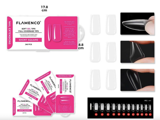 [FLAMENCO43] Softgel estilo cuadrada transparente 240 tips